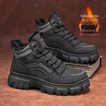 Zimske muške Martin čizme – protuklizne, s umjetnim krznom iznutra, PU gornji dio, PVC potplat, zimska udobnost (PU gornji dio; PVC potplat; umjetno krzno iznutra; zimsko korištenje; protuklizne)