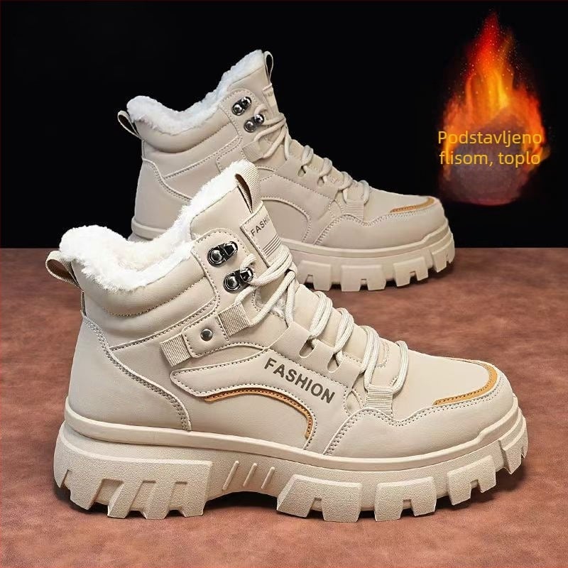 Zimske muške Martin čizme – protuklizne, s umjetnim krznom iznutra, PU gornji dio, PVC potplat, zimska udobnost (PU gornji dio; PVC potplat; umjetno krzno iznutra; zimsko korištenje; protuklizne)