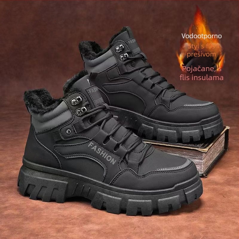 Zimske muške Martin čizme – protuklizne, s umjetnim krznom iznutra, PU gornji dio, PVC potplat, zimska udobnost (PU gornji dio; PVC potplat; umjetno krzno iznutra; zimsko korištenje; protuklizne)