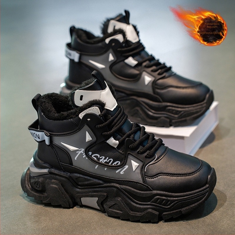 Muške zimske čizme za snijeg – vodootporna guma na potplatu, gornji dio od sintetičke kože, debela topla podstava