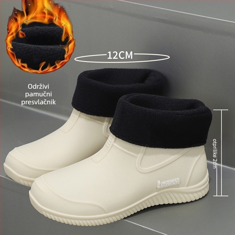 Unisex čizme za kišu od PVC-a, kratki kroj, gumeni potplat, EVA ulošak, vodootporne.