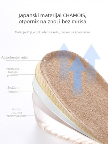 Nevidljive silikonske uloške za podizanje visine – pola uloška, materijal silikonski velur, univerzalno, pogodno za sportske, kožne, čizme i casual obuću