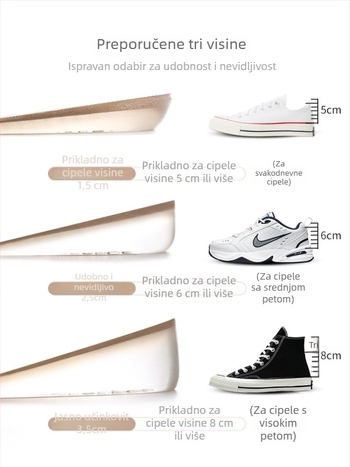 Nevidljive silikonske uloške za podizanje visine – pola uloška, materijal silikonski velur, univerzalno, pogodno za sportske, kožne, čizme i casual obuću