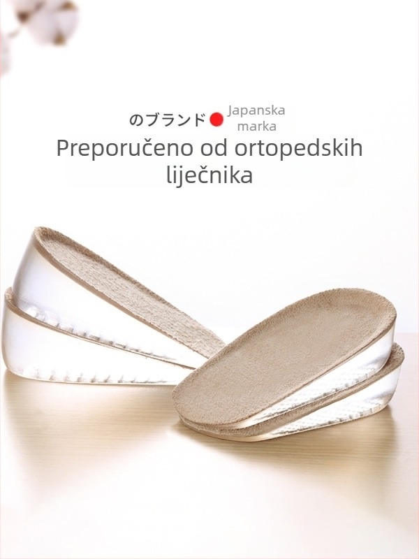 Nevidljive silikonske uloške za podizanje visine – pola uloška, materijal silikonski velur, univerzalno, pogodno za sportske, kožne, čizme i casual obuću