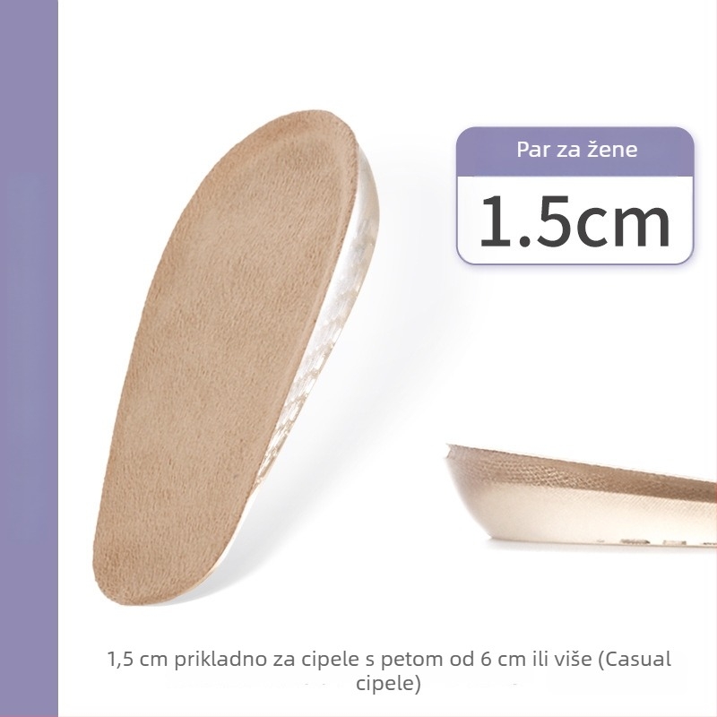 Nevidljive silikonske uloške za podizanje visine – pola uloška, materijal silikonski velur, univerzalno, pogodno za sportske, kožne, čizme i casual obuću