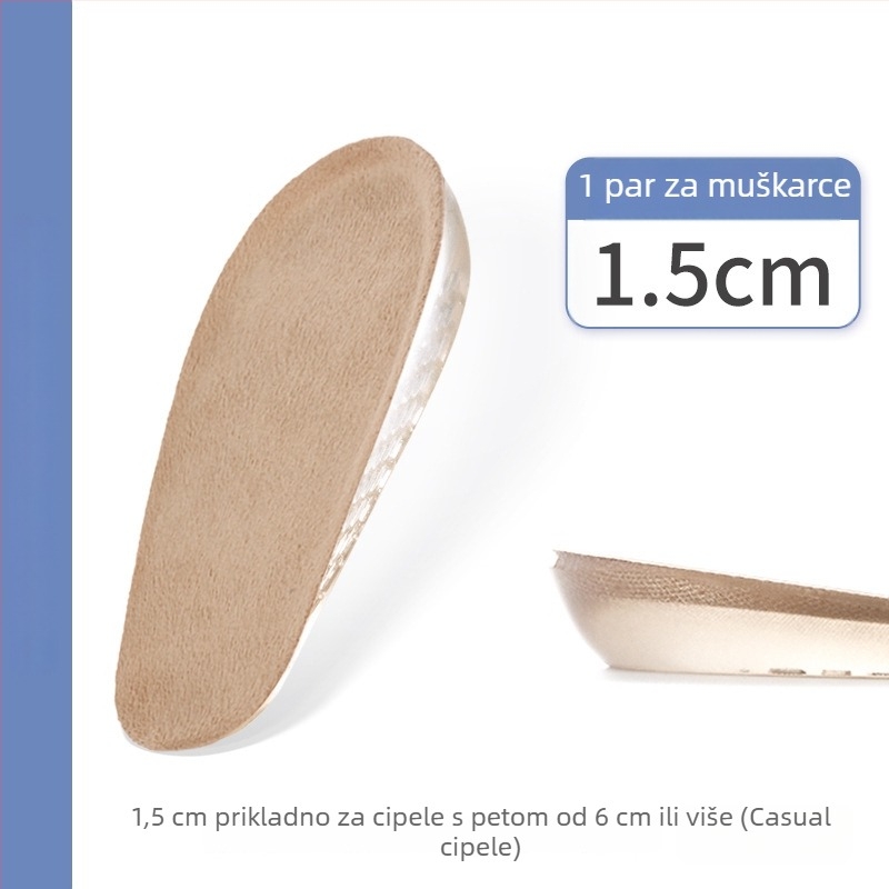 Nevidljive silikonske uloške za podizanje visine – pola uloška, materijal silikonski velur, univerzalno, pogodno za sportske, kožne, čizme i casual obuću