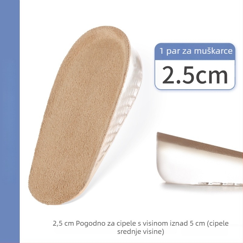 Nevidljive silikonske uloške za podizanje visine – pola uloška, materijal silikonski velur, univerzalno, pogodno za sportske, kožne, čizme i casual obuću