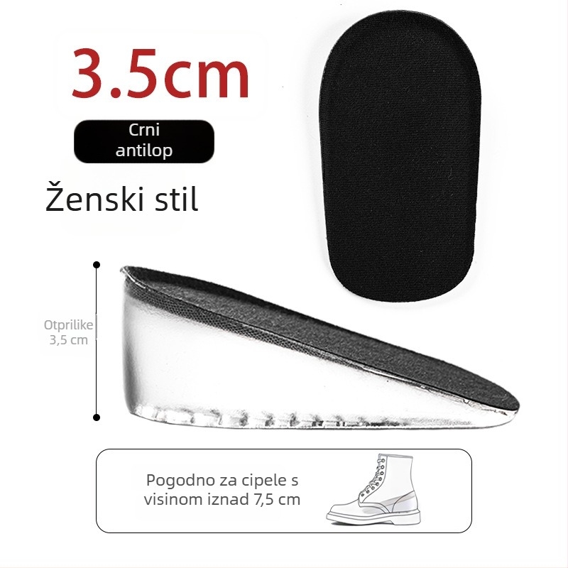 Nevidljive silikonske uloške za podizanje visine – pola uloška, materijal silikonski velur, univerzalno, pogodno za sportske, kožne, čizme i casual obuću