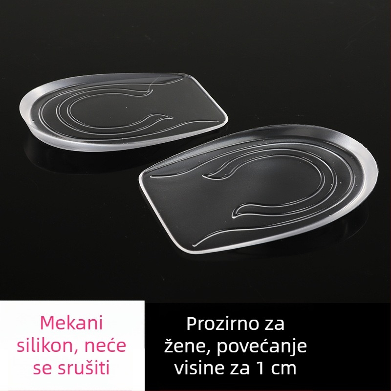 Nevidljive silikonske uloške za podizanje visine – pola uloška, materijal silikonski velur, univerzalno, pogodno za sportske, kožne, čizme i casual obuću
