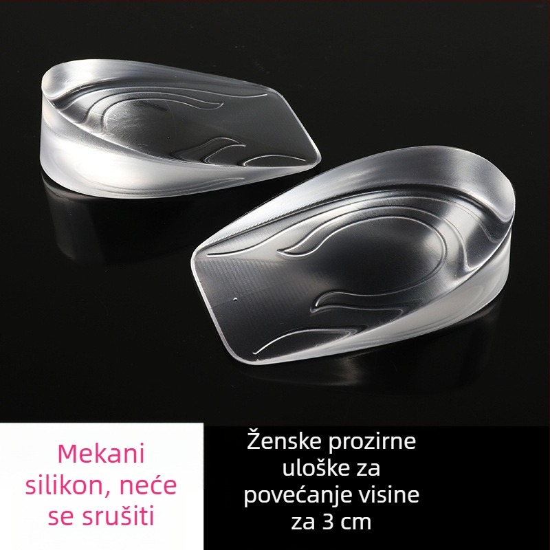 Nevidljive silikonske uloške za podizanje visine – pola uloška, materijal silikonski velur, univerzalno, pogodno za sportske, kožne, čizme i casual obuću