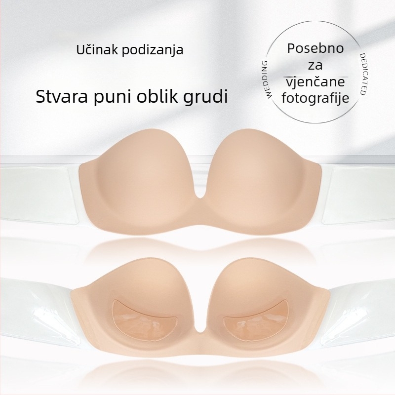 Duboki U grudni flaster s čeličnim prstenom, V-oblik, bez naramenica i bez leđa, velike veličine, pamuk