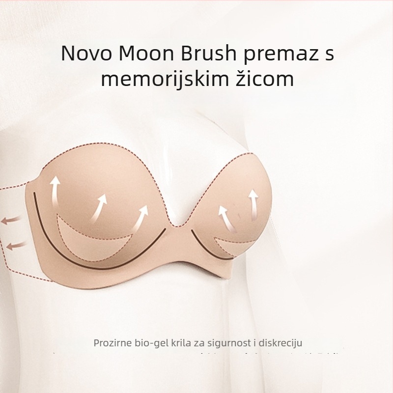 Duboki U grudni flaster s čeličnim prstenom, V-oblik, bez naramenica i bez leđa, velike veličine, pamuk