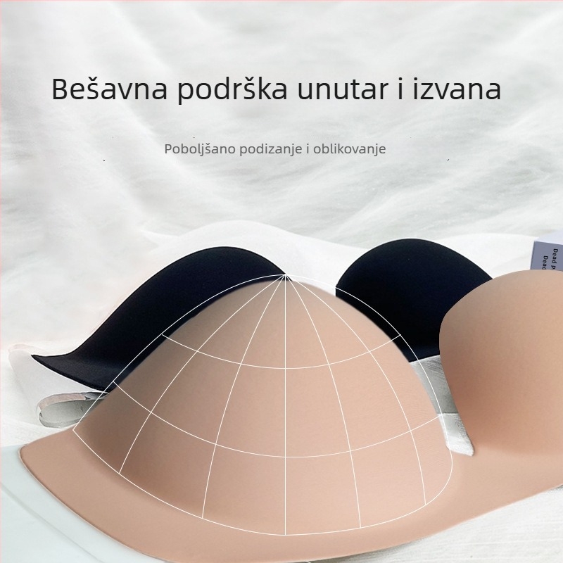 Duboki U grudni flaster s čeličnim prstenom, V-oblik, bez naramenica i bez leđa, velike veličine, pamuk