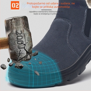 Zimske zaštitne čizme s čeličnim nosom, nubuk gornji dio, srednje visoke, otporne na probijanje i udar