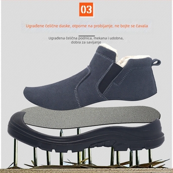 Zimske zaštitne čizme s čeličnim nosom, nubuk gornji dio, srednje visoke, otporne na probijanje i udar