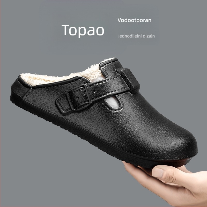 Muške EVA papuče s postavom od fleecea, tople, debela potplata, injekcijski oblikovana EVA potplata