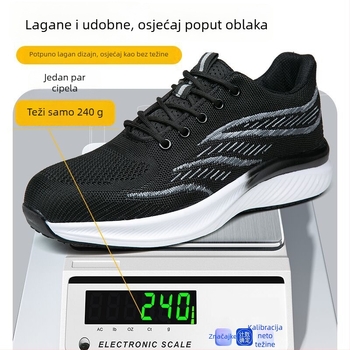 Muške ultra lagane zaštitne radne cipele s plastično-čeličnim zaštitnim prstom, otporne na udarce i probijanje, Fly-Knit gornji dio, mekana potplata