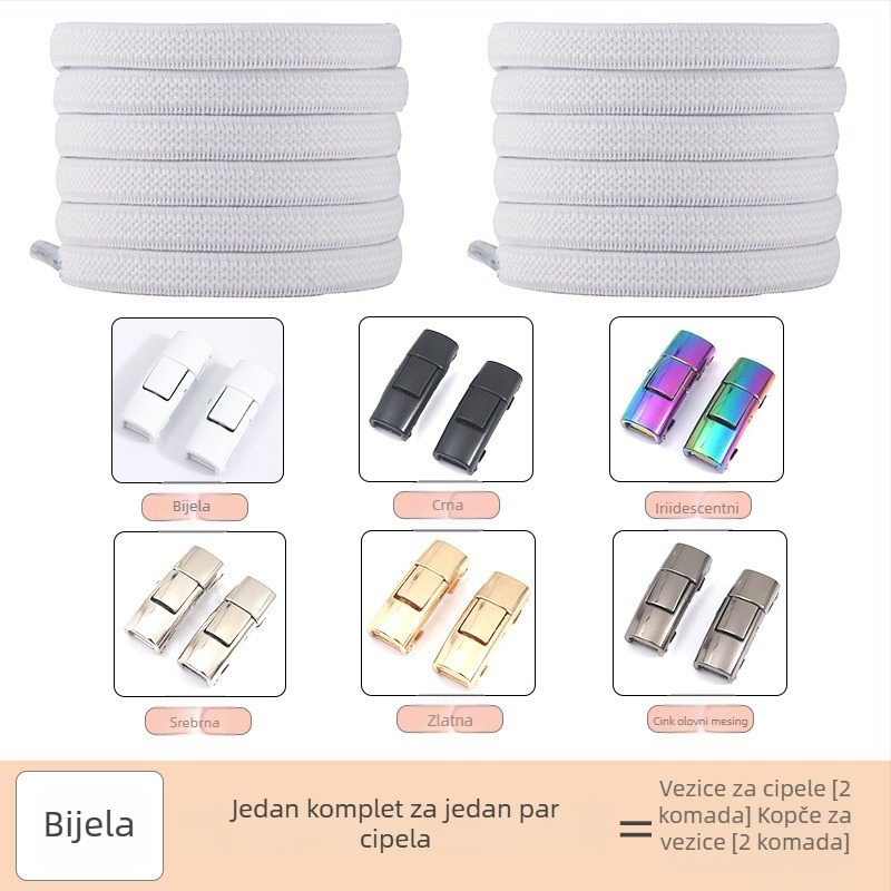 PC046 Sustav za vezanje cipela bez čvora – elastični, bez čvorova, za tenisice, kožne cipele, čizme, casual i platnene cipele – duljina 1 m – Jin Ying