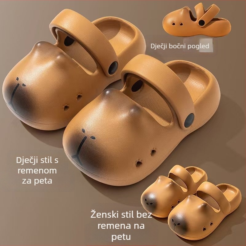 Flashy Capybara dječje EVA plažne cipele - perforirane, mekane potplate, unisex, za unutarnju i vanjsku upotrebu, ljeto 2025, proizvedeno u Zhejiang