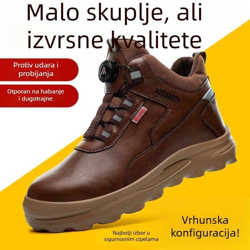 Muške sigurnosne radne cipele - lagane, visoki gornji dio, čelični prst, otporne na probijanje i udarce, koža od mikrovlakana
