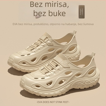 Muške EVA sandale, prozračne, protuklizne, debeli potplat, jednoplošno oblikovane, Slip-On, ljeto 2025