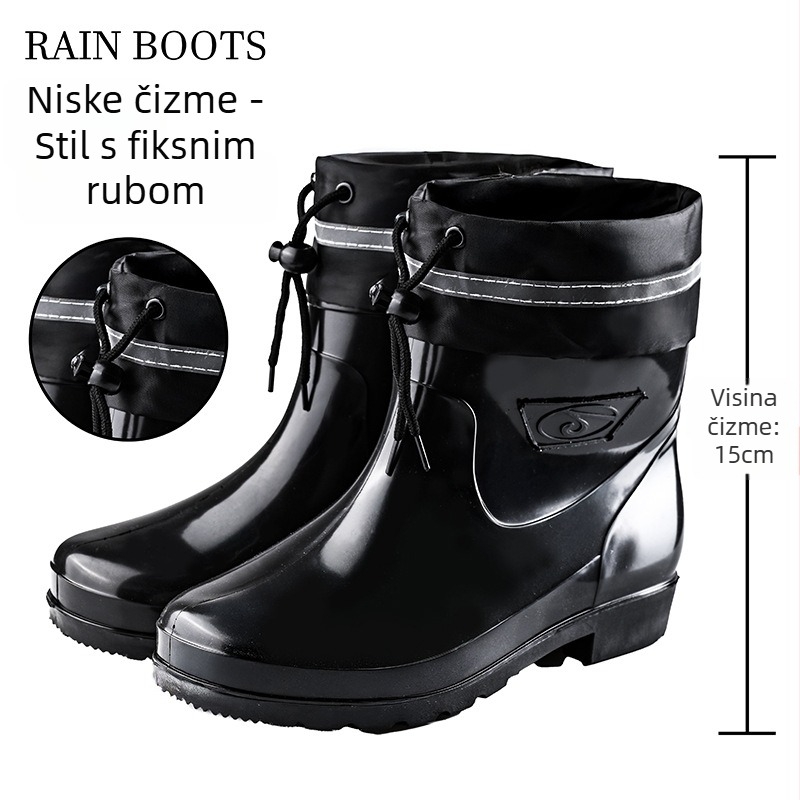 Muške visoke čizme za kišu - vodootporne, protuklizne, sve-sezone, s mrežastom podstavom, đon s tehnologijom injekcije tlaka