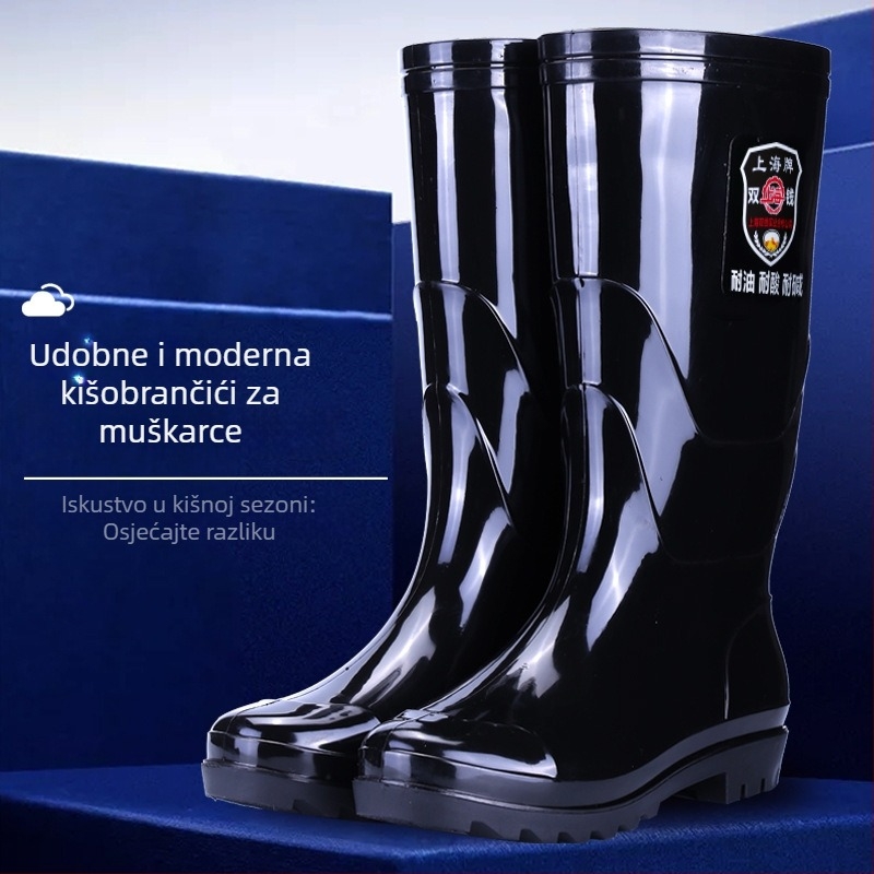 Muške PVC čizme za kišu s gumom na đonu, vodonepropusne, protuklizne, otporne na kiseline i baze