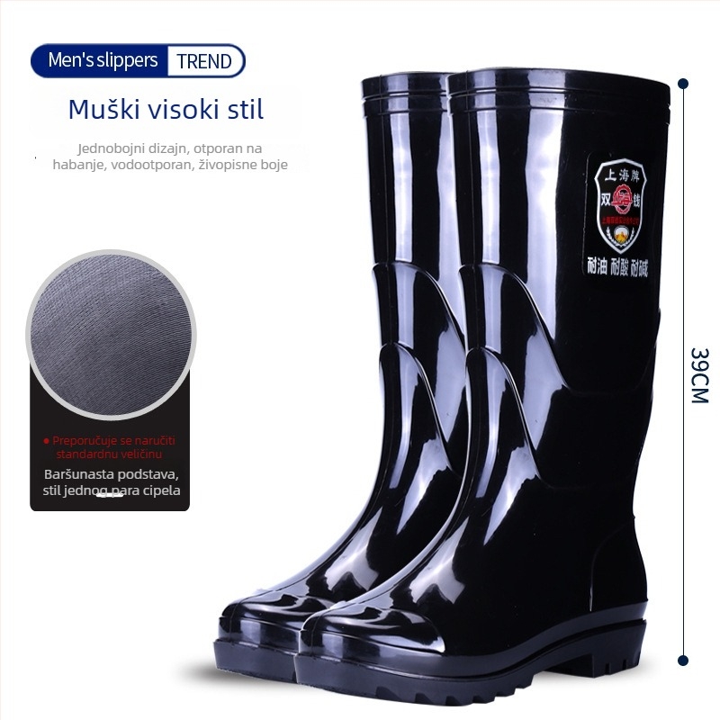 Muške PVC čizme za kišu s gumom na đonu, vodonepropusne, protuklizne, otporne na kiseline i baze