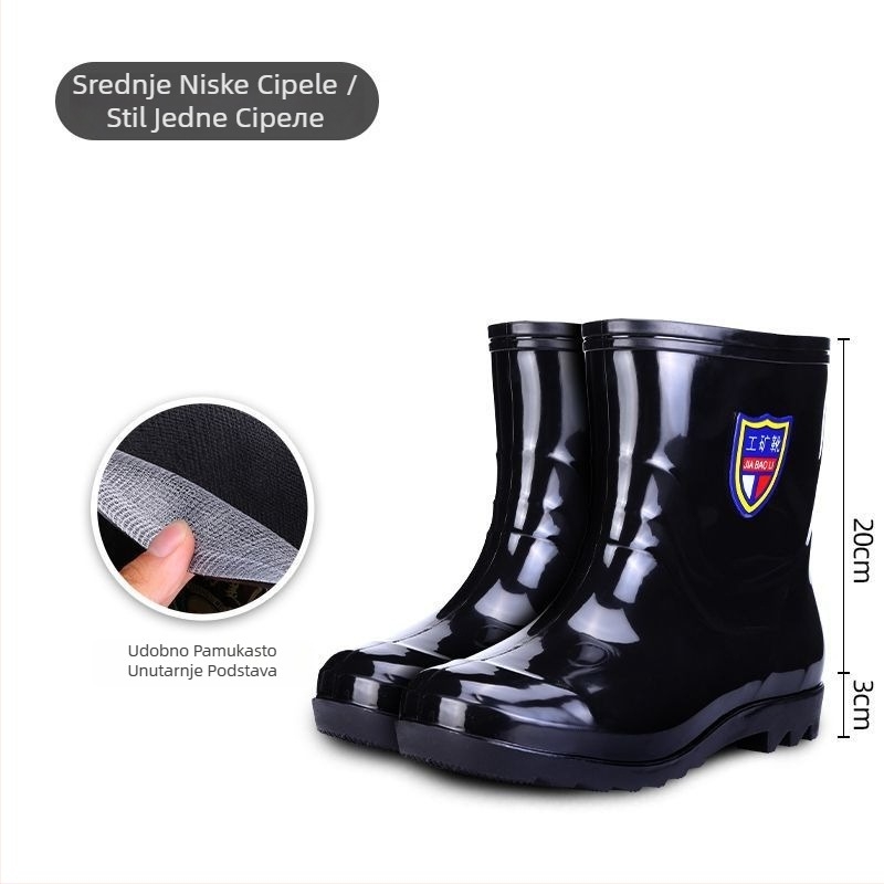 Muške PVC čizme za kišu s gumom na đonu, vodonepropusne, protuklizne, otporne na kiseline i baze