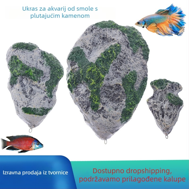 Smoleni plutajući kamen za akvarij – dekorativni kamen za pejzažni dizajn akvarija; težina oko 40 g; 1 kom; Brend Levana.