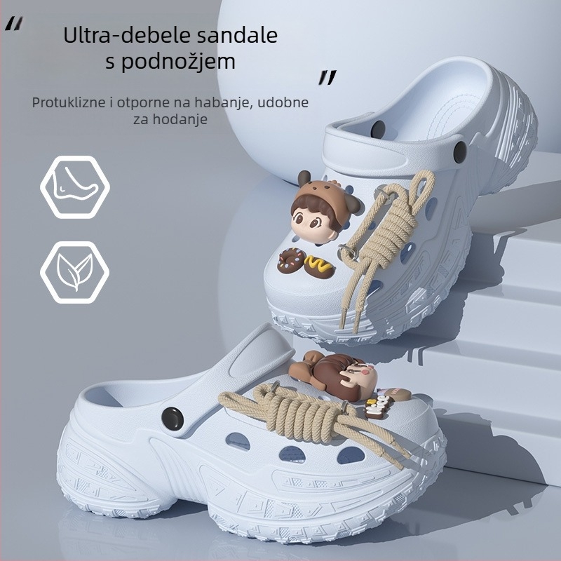 Crocs stil slip-on papuče, EVA materijal, 5–7 cm debeli potplat, protuklizne, prozračne