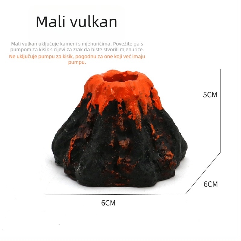 Smoleni vulkanski krajolik za akvarij, dekorativni ukras, težina 0,3 kg