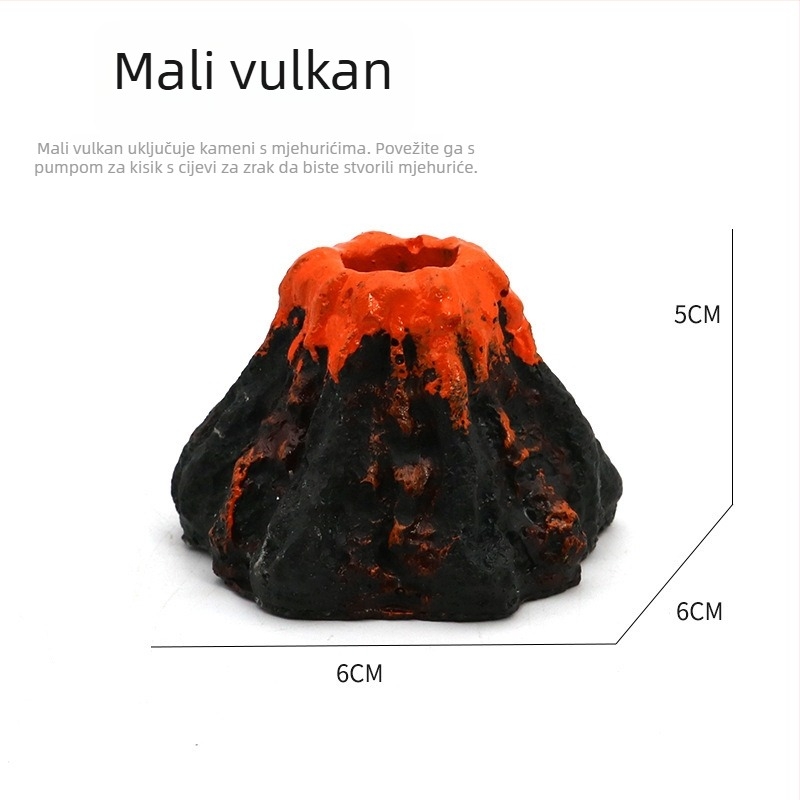 Smoleni vulkanski krajolik za akvarij, dekorativni ukras, težina 0,3 kg