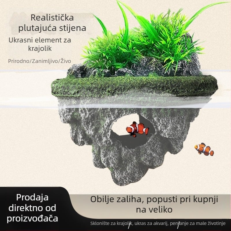 Dekor za akvarij od smole: plutajući kamen za pejzažni akvarij, dekoracija, 50 komada
