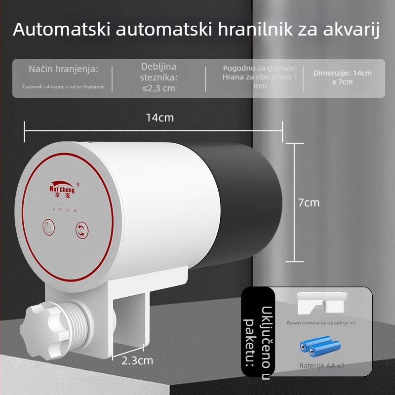 Automatski hranilnik za akvarij – inteligentni prilagodljivi tajmer, za koi i zlatne ribe, plastični, Naichong