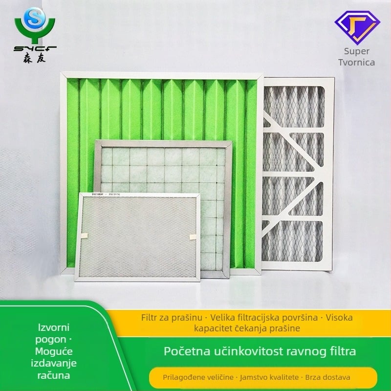 Plosnati filter zraka G3/G4 za sustav svježeg zraka – groba učinkovitost, ploča i okvir, model SY-GLQ-3003, površina filtracije 1000