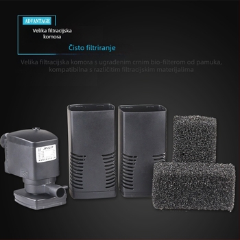 Akvarijska pumpa-filtr s troje-u-jednom, potopna pumpa za filtriranje i oksigenaciju — keramički materijal, 0.8 kg