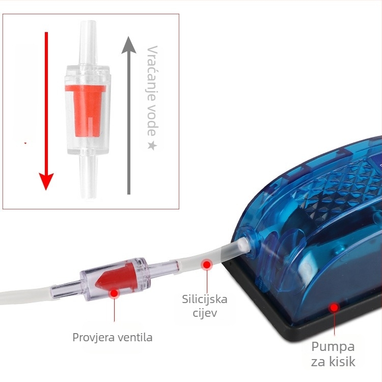 Jingye plastični provjerni ventil za pumpu za kisik u akvariju – sprječavanje povratnog toka, 0.1 kg