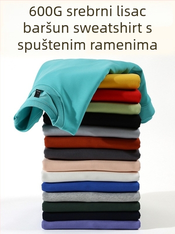 Muški pamučni džemper s fleksi podstavom, okrugli izrez, dugi rukavi, slobodan kroj, 600 g