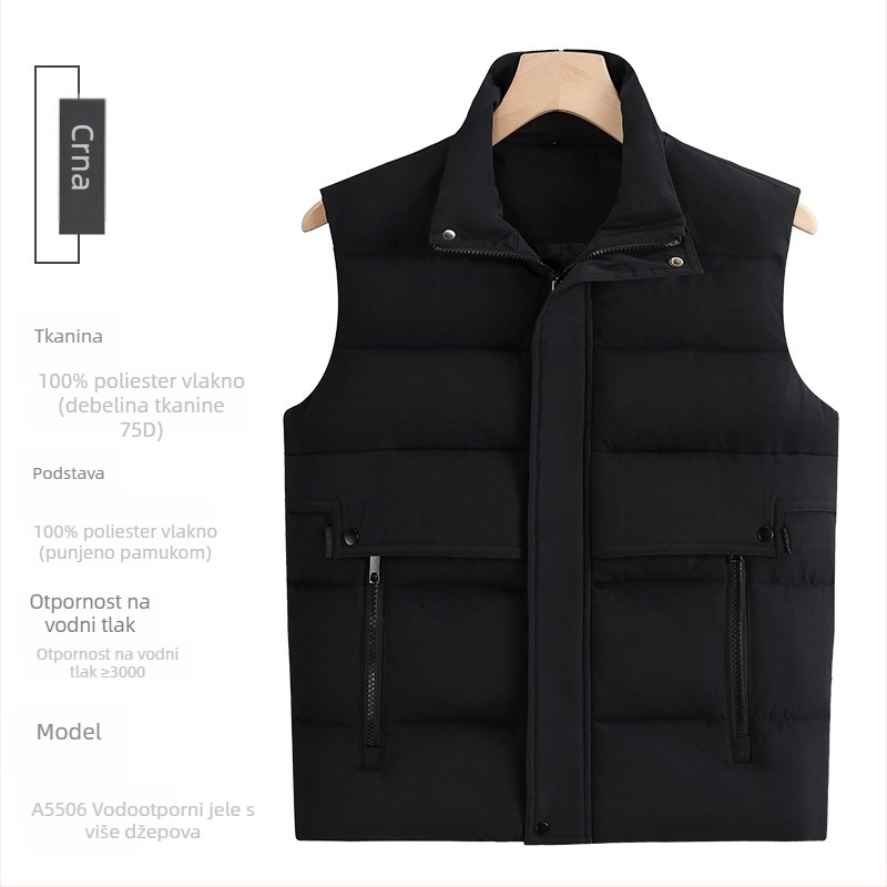 Debeli pamukasti prsluk za radnu odjeću – bez rukava, otisnut logotip, vodootporan