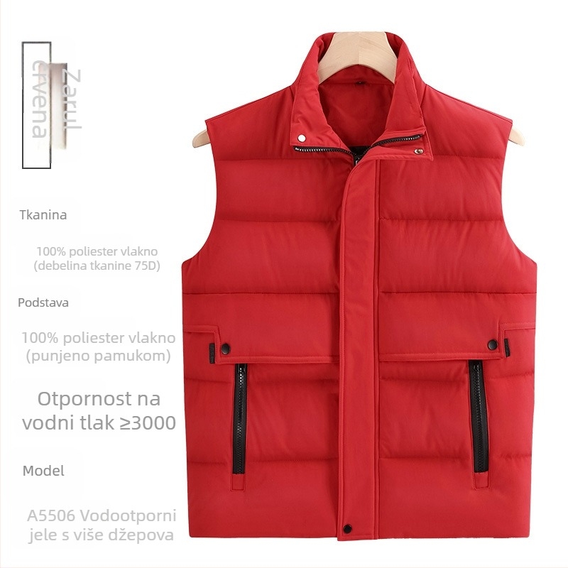 Debeli pamukasti prsluk za radnu odjeću – bez rukava, otisnut logotip, vodootporan