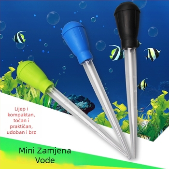 Mini alat za zamjenu vode u akvariju – usisna cijev, ručna operacija, plastično kućište, otprilike 30 g