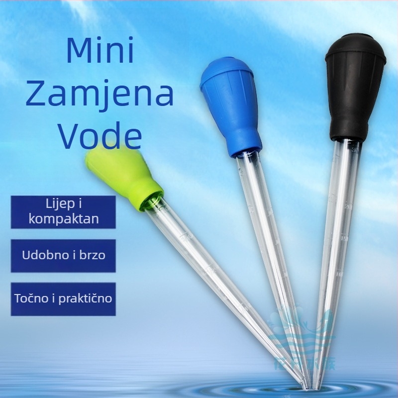 Mini alat za zamjenu vode u akvariju – usisna cijev, ručna operacija, plastično kućište, otprilike 30 g