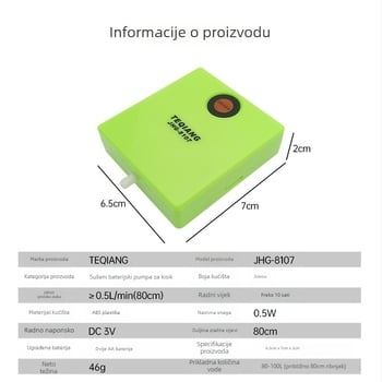 Mini oksigen pumpa za akvarij napajana No. 5 suhim baterijama — hitan aerator za vanjsko ribarenje