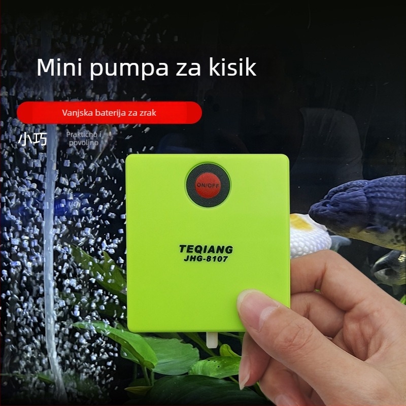 Mini oksigen pumpa za akvarij napajana No. 5 suhim baterijama — hitan aerator za vanjsko ribarenje
