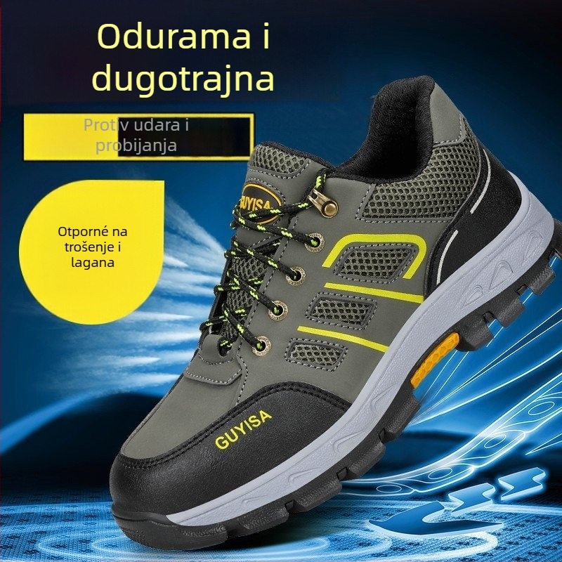Sigurne radne cipele s zaštitom od probijanja i udara; gornji dio od mikrovlaknaste kože; PU potplat; nizak kroj; četiri sezone; unisex.