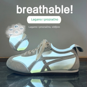 Ženske tenisice za trening, prozračne udahnute, PU gornji dio, gumena potplata, prednje vezivanje šnuralima, debela potplata za povećanje visine.