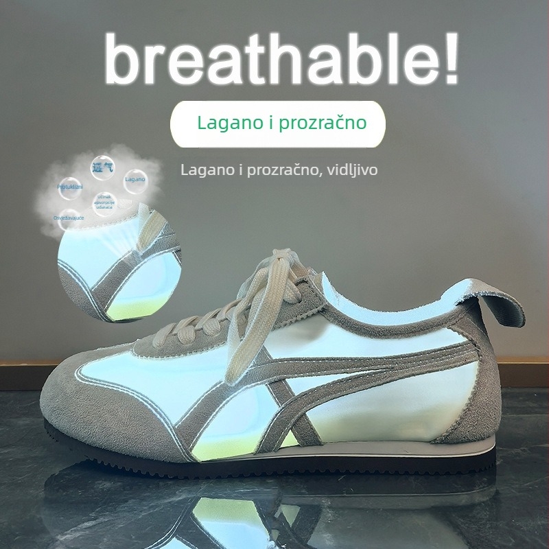 Ženske tenisice za trening, prozračne udahnute, PU gornji dio, gumena potplata, prednje vezivanje šnuralima, debela potplata za povećanje visine.