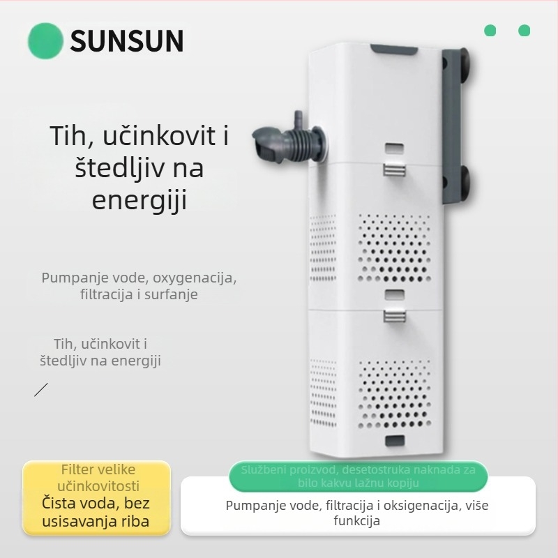 Filtr za akvarij sve-u-jednom s ugrađenom pumpom i oksigenacijom; Materijal: Plastika