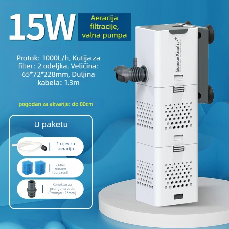 Filtr za akvarij sve-u-jednom s ugrađenom pumpom i oksigenacijom; Materijal: Plastika